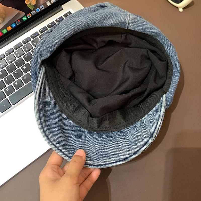 Beret Women Vintage Denim Octagonal Hat Berets Painter Cap Female Autumn Spring Hats For Women New Casual