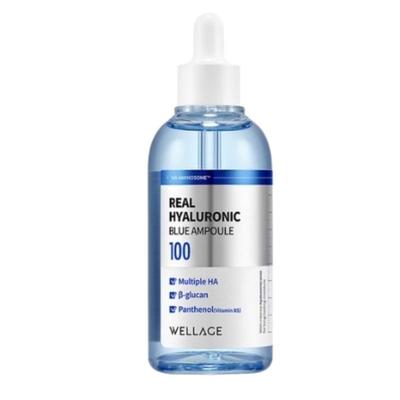WELLAGE Real Hyaluronic Blue Ampoule 100ml - Korean Hydrating Ampoule for Moisture & Plump Skin, Anti-Aging, Sensitive Skin Care