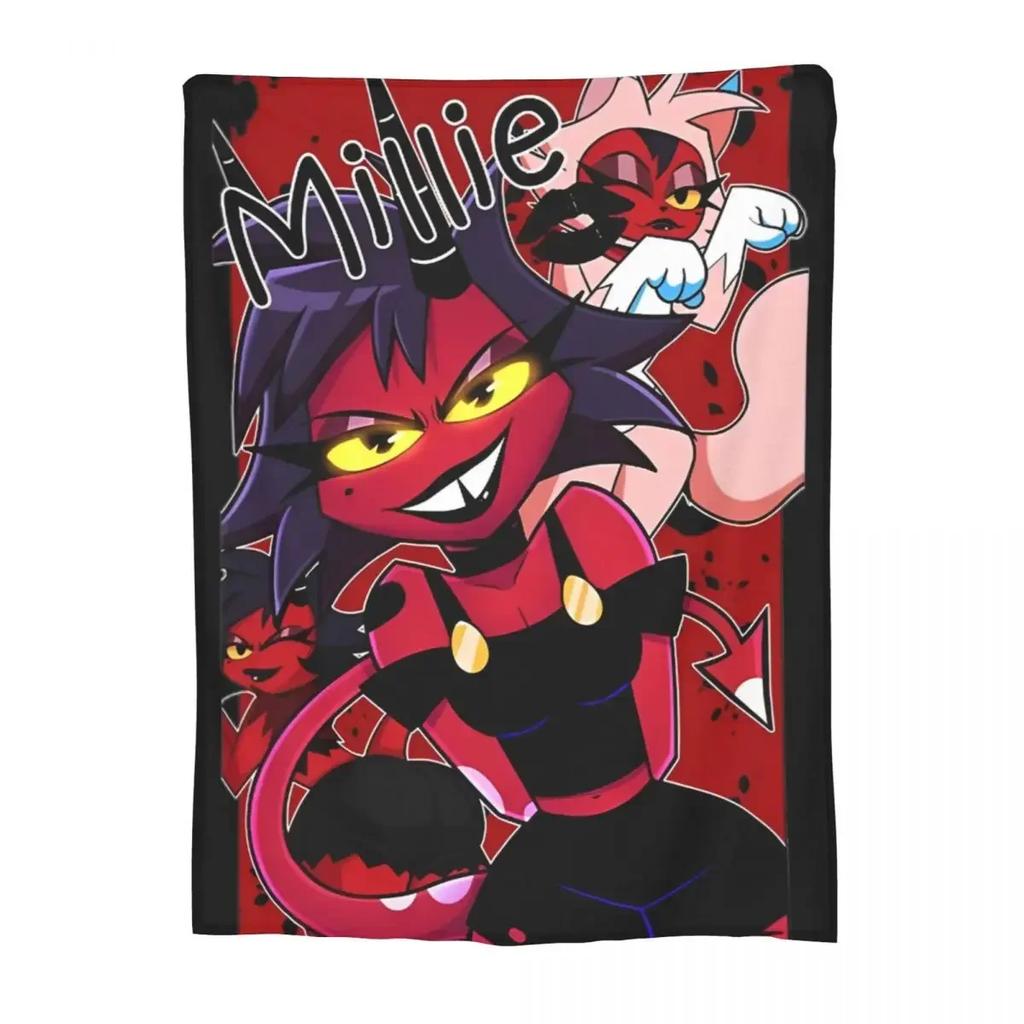 Kreslená deka Helluva-Boss Flanelová Letní Multifunkční Lehká Přehozová Deka na Pohovku do Auta Plyšová Tenká Prošívaná deka