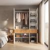 Wardrobe, 135 X 50 X 200 Cm, with 1 Clothes Rail, 2 Drawers and 6 Doors, for Bedroom, Hallway, Children's Room or Office, Light Oak