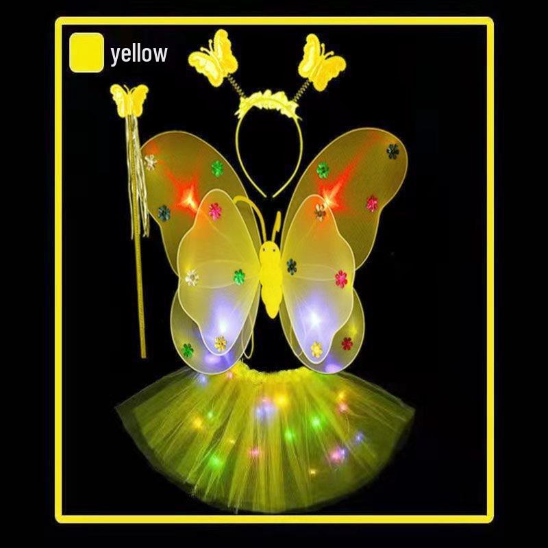 Girls' Luminous Butterfly Wings & Light-Up Fairy Wand Dress-Up Set