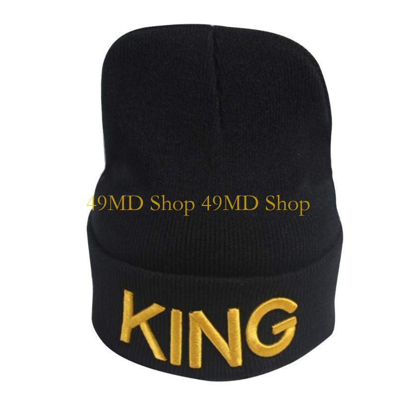 49MD Ski Beanie Hat King Queen Hat Couple Hat Skullies Beanie Bonnet Skull Hat