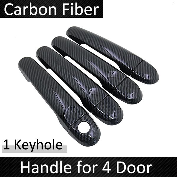 Black Carbon Fiber Door Handle Cover for Nissan Micra K13 Renault Puls 2011~2016 2015 Car Accessories Stickers Trim Set Chrome