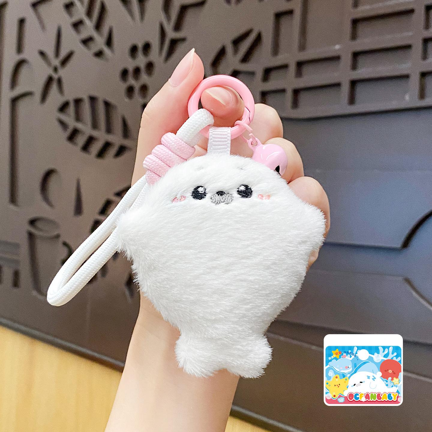 Sac en peluche phoque mignon, pendentif de sac à dos dessin animé mignon, porte-clés pour couple, cadeau black