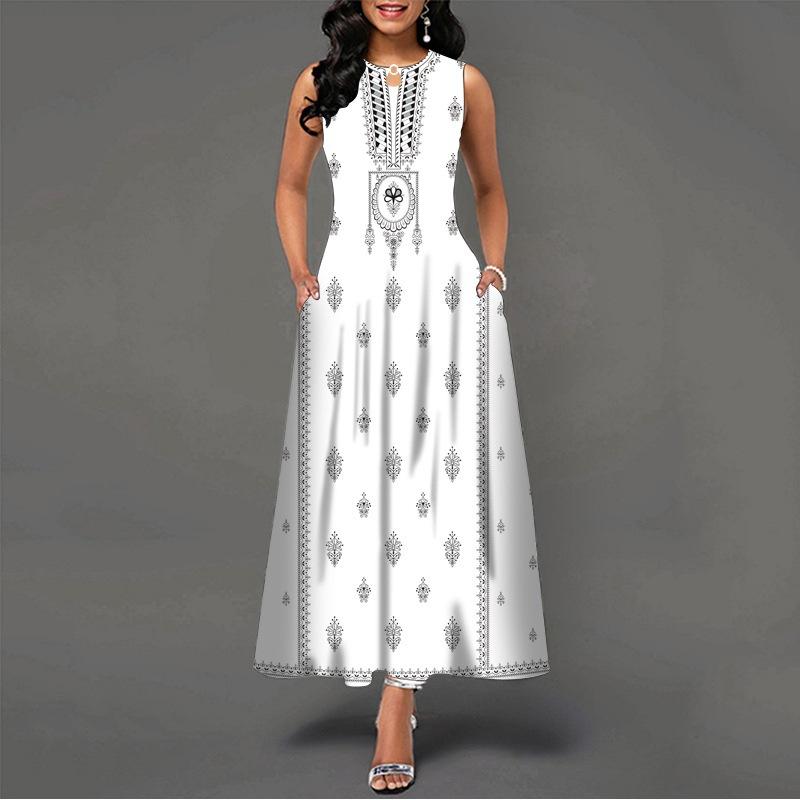 2025 New Fashion Trend Dresses Spring Summer Printed Waist Dresses Fashion Women's