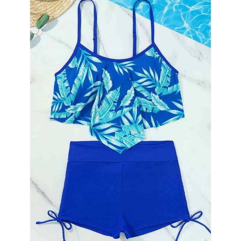 2026 Conjunto Tankini Estampado de 2 Piezas Traje de Baño para Mujer Sexy de Cintura Alta Traje de Baño Bañador Femenino Traje de Baño de Verano Ropa de Playa