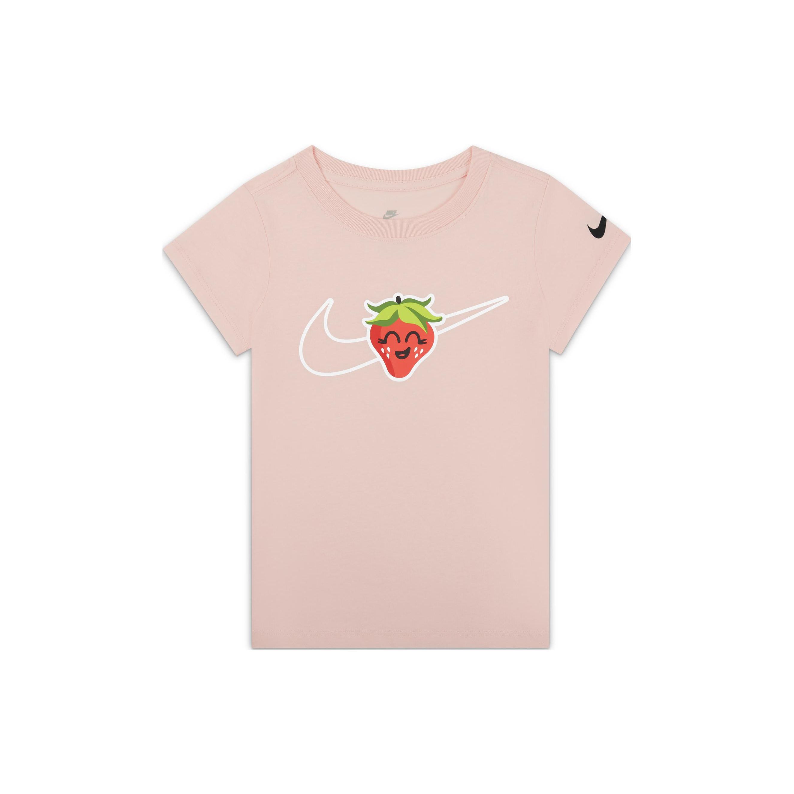 

Nike Strawberry Logo Print Round Neck Short Sleeve T-Shirt Kids Tops Light-Pink DX7725-659 S