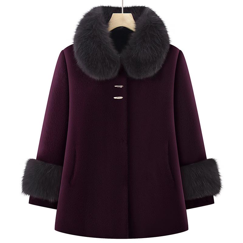 

Elderly Women s High-End Thickened Fleece-Lined Coat, Grandma s Imitation Mink Velvet, Warm Cotton-Padded Jacket XL фиолетовый