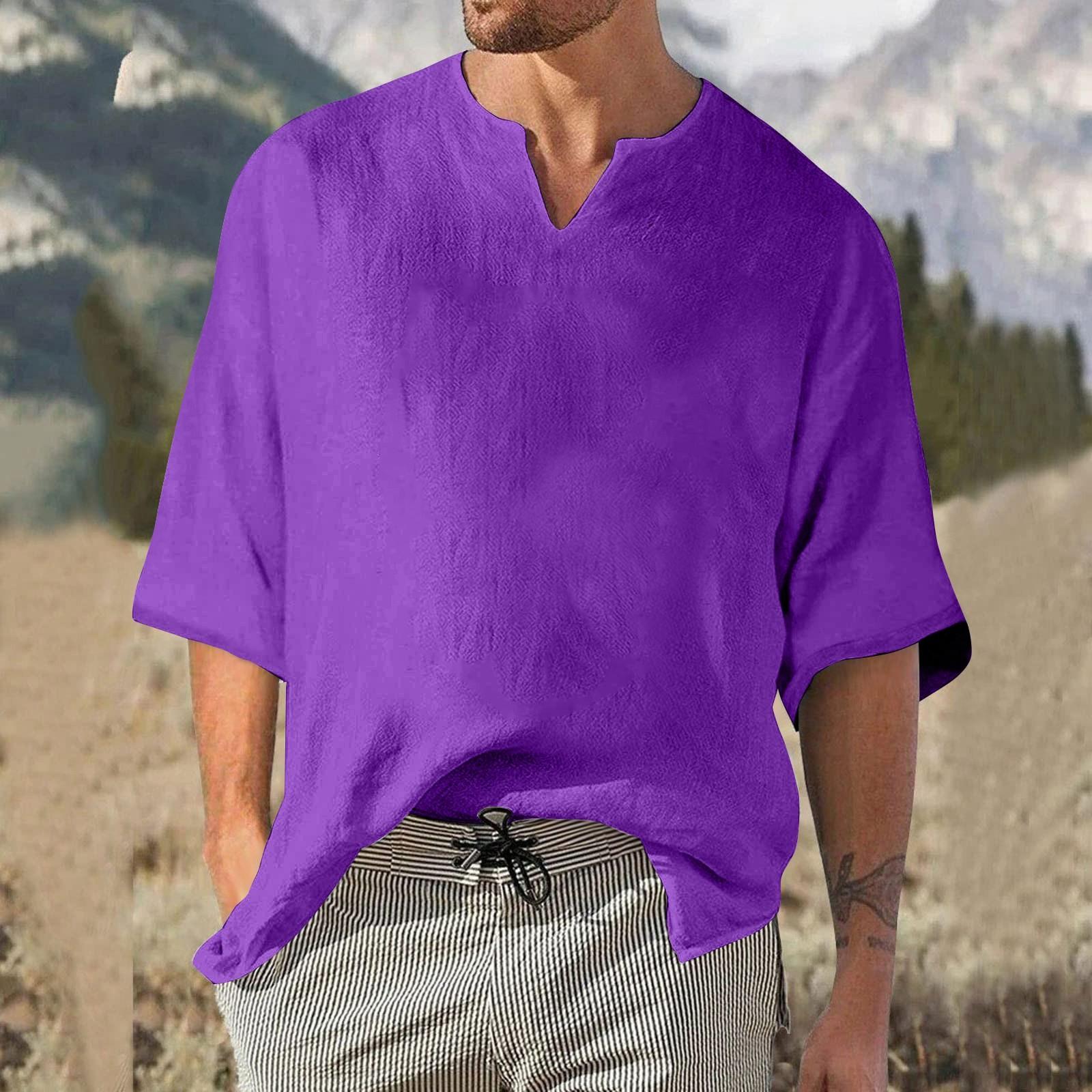 Мужской однотонный плиссированный топ с рукавом четверть — фото 11