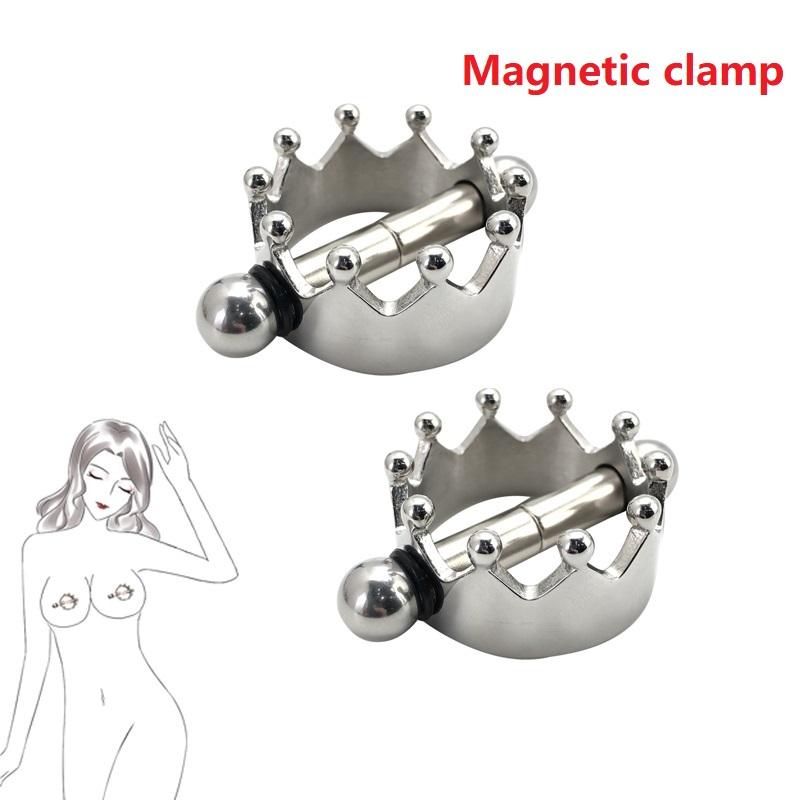 Stainless Steel Magnetic Nipple Clamps Clips Slave Female Breast Bondage Erotic Sex Toy For Women Couples Play Game