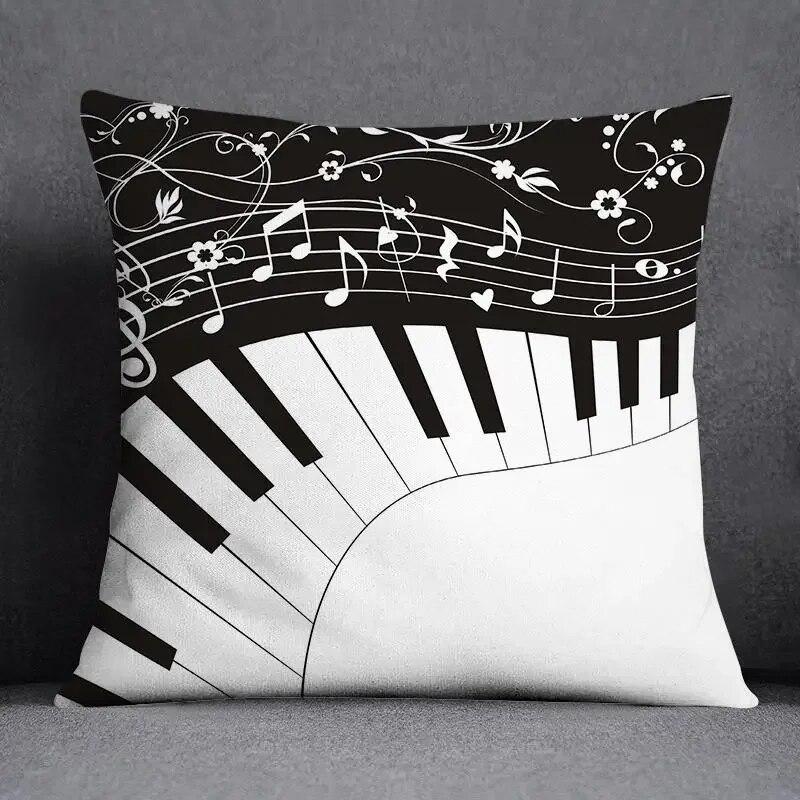 Musical Note Guitar Series Pattern Home Decoration Pillow Case Square Office Cushion Cover