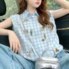 ZANZEA Women Casual Turn Down Collar Loose Short Sleeve Print Blouse