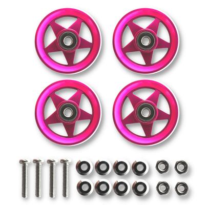 TAGATORON 19mm Aluminum Bearing Rollers with Plastic Set of 4 Rings, (5. Pink)