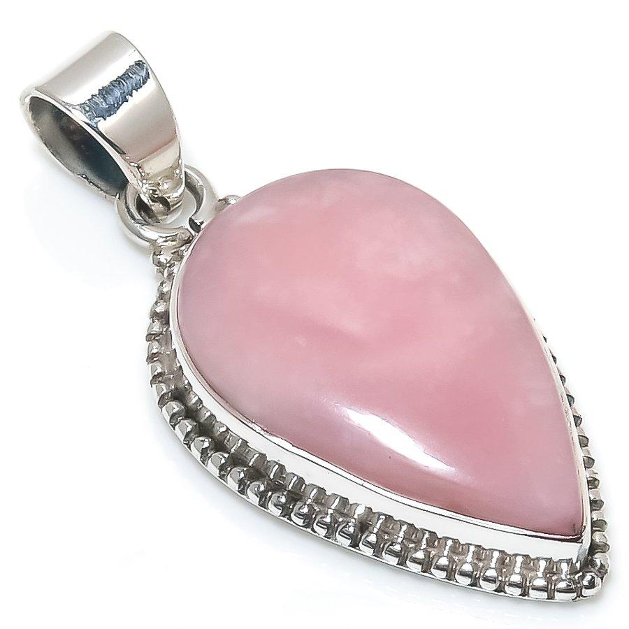 Natural Pink Opal Gemstone Handmade 925 Solid Sterling Silver Pendant 1.50" R9b50