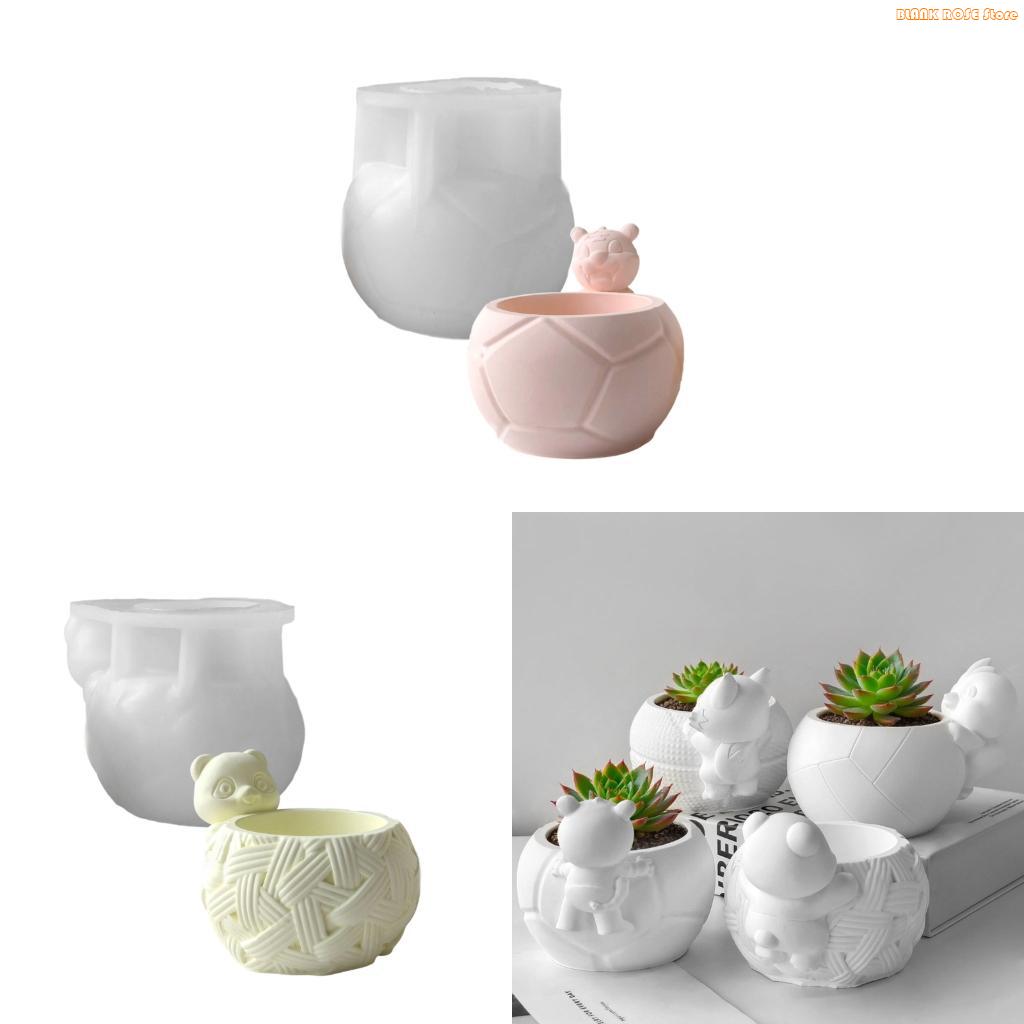 K1AE Flexible Silicone Animal Planter Mould for Cement Craft Projects Home Decoration