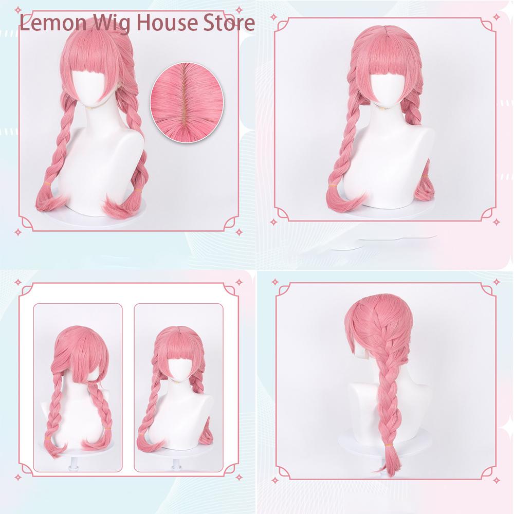 Anime Suzuki Miyu Cosplay Wig 70cm Long Braided Pink Wig Heat Resistant Synthetic Wigs for Halloween Party Costume Anime Wig