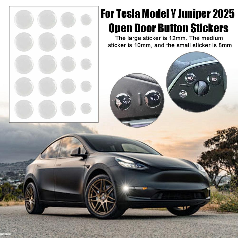 For Tesla Model YJuniper 2025 Open Door Button Stickers Steering Wheel Crystal Buttons Sticker Car Interior Decoration Accessory
