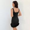 Europe and the United States New Women's Dress Solid Color Temperament Celebrity Sleeveless Ruffle Edge Design Hip Skirt