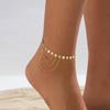 Simple Style Metal Sequins Stacked Anklet, Beach Vacation Fringed Chain Foot Decoration Anklet