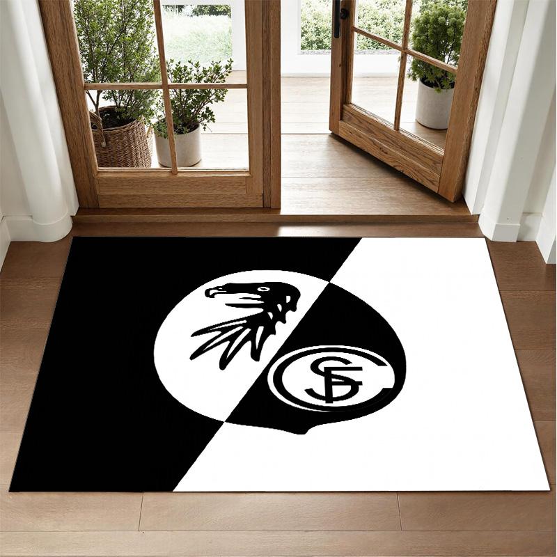 SC Freiburg FC Design Crystal Velvet Rug Soft Decorative Mat for Bedroom Entrance