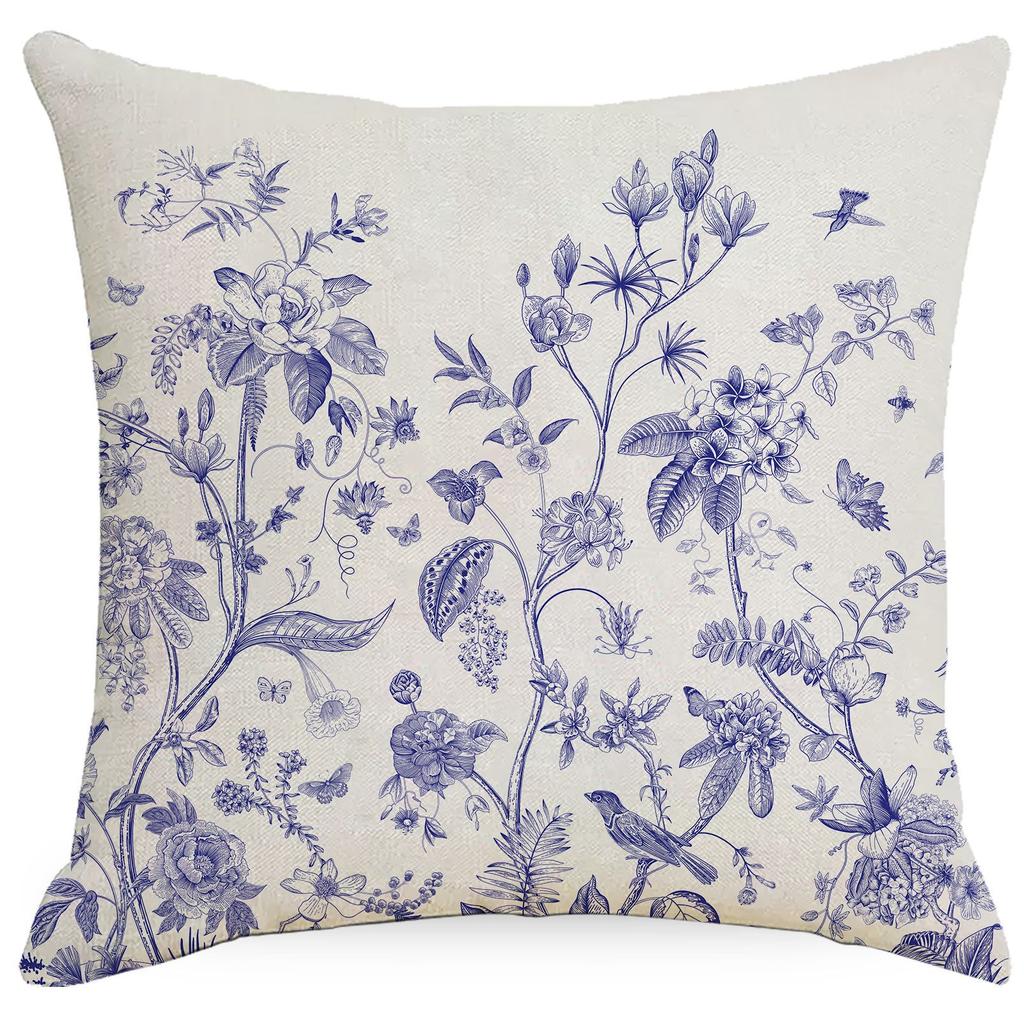 Kissenbezug mit geometrischem Blumen- und Pflanzenmuster im chinesischen Stil, Wohnzimmer, Sofa, Kissenbezug im neuen chinesischen Stil