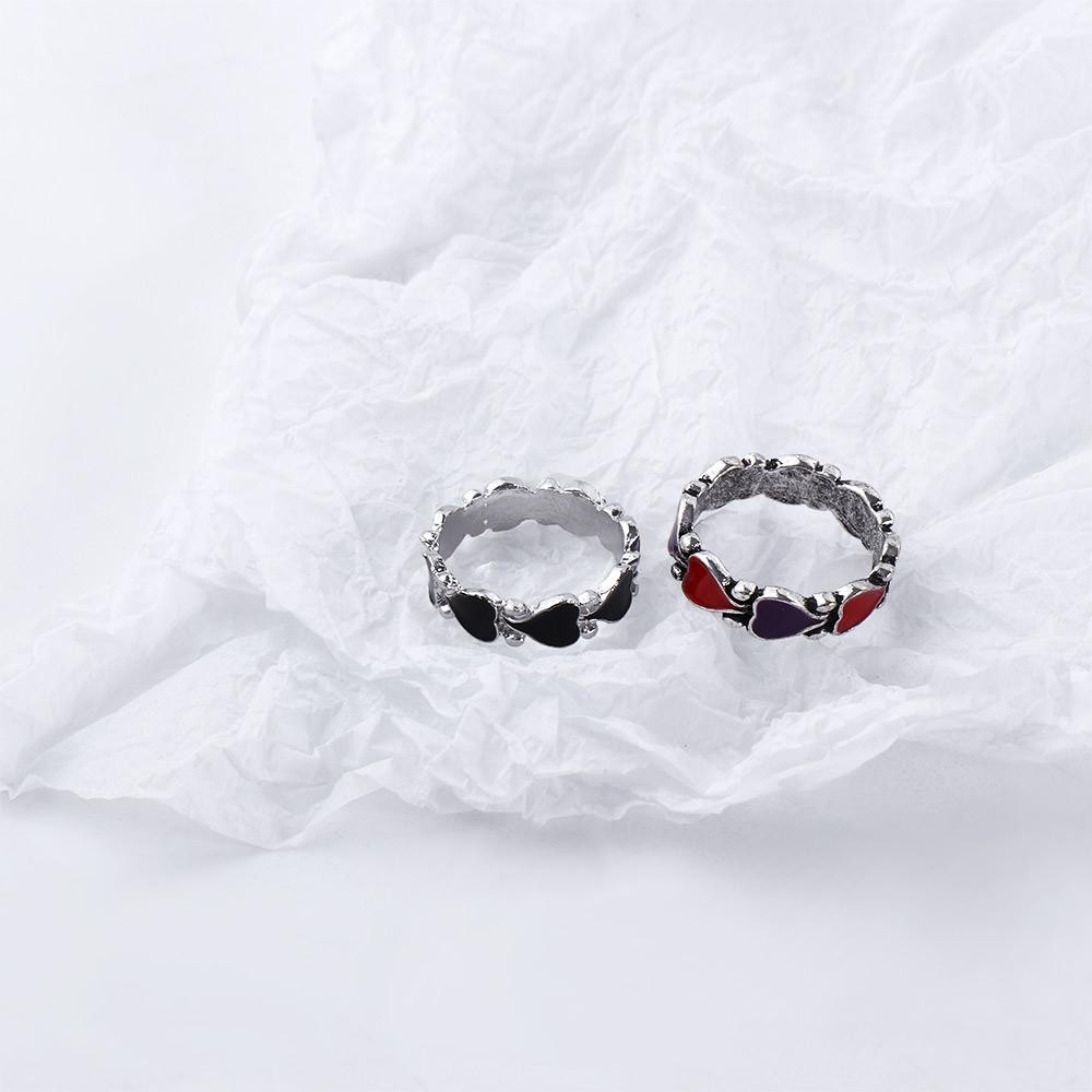 Ring Adjustable Open Ring Geometric Heart Stackable Rings Women Rings Heart Chain Ring Korean Style
