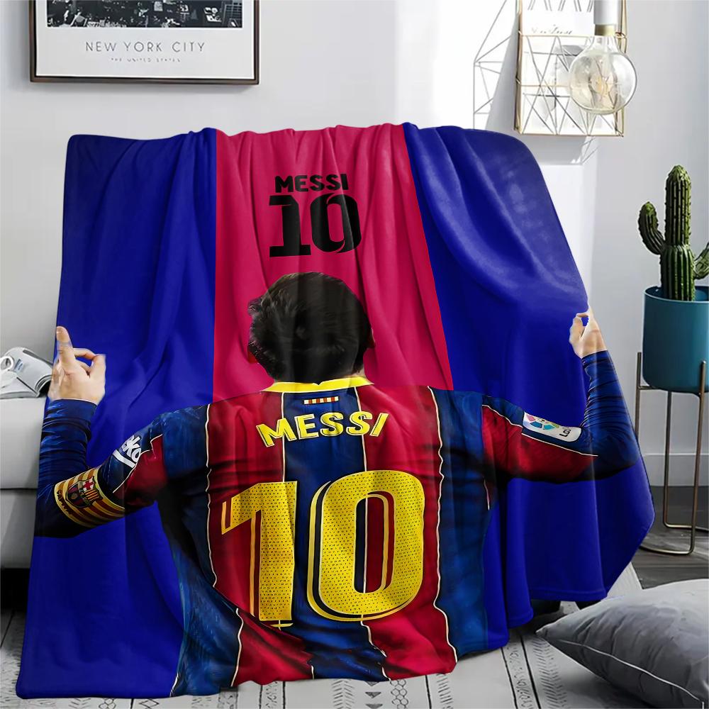1 ks Flanelová deka s potiskem Messi, Vysoce kvalitní, Pro všechna roční období, Domácí dekorace, Teplo a pohodlí, Perfektní jako vánoční dárky