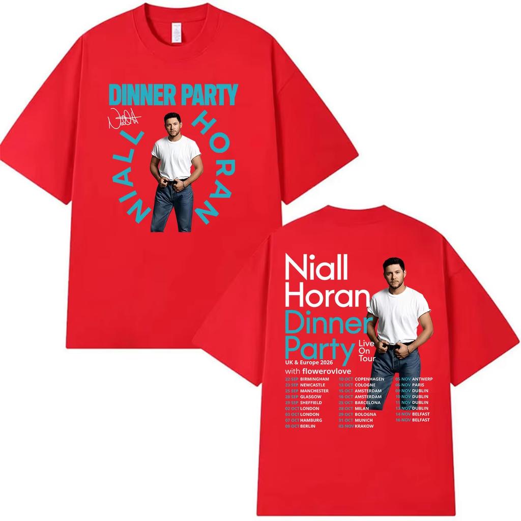 Venta Caliente Niall Horan Fiesta de Cena en Vivo en Gira 2026 Camiseta con Estampado Gráfico Retro Harajuku Hip Hop Hombres Mujeres Camiseta Y2K Algodón Gótico Camiseta Redonda