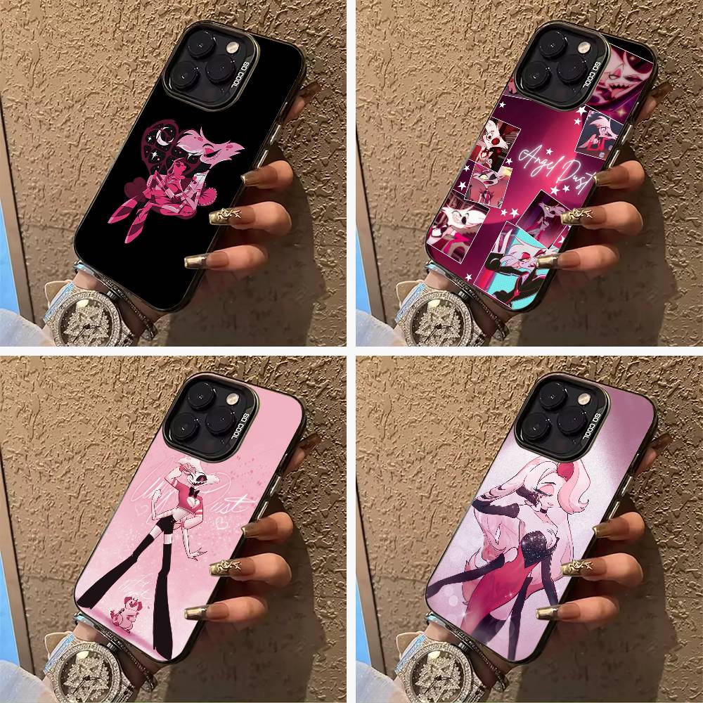 A-Angel Dust H-Hazbin H-Hotel Custodia per Telefono Per iPhone 17,16,15,14,13,12,11 Plus Pro Max Custodia per Telefono Colorata Argentata