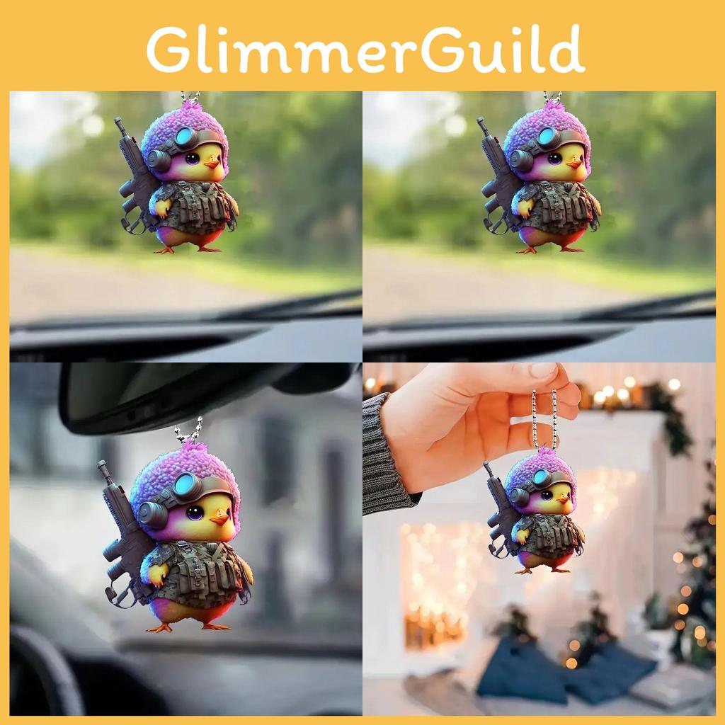 Cartoon Battle Cute Little Yellow Chicken Pattern Pendant For Decoration Car