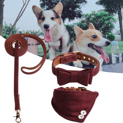 Ensemble de colliers pour animaux de compagnie, 3 pièces, imprimé à carreaux, style vintage, nœud papillon, collier pour chien