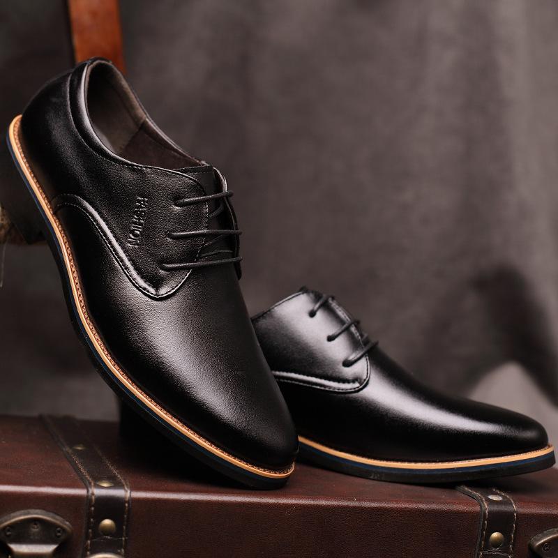 Spring men's casual shoes lace-up men's business leather shoes men's low-top breathable casual shoes dress men's leather shoes tide