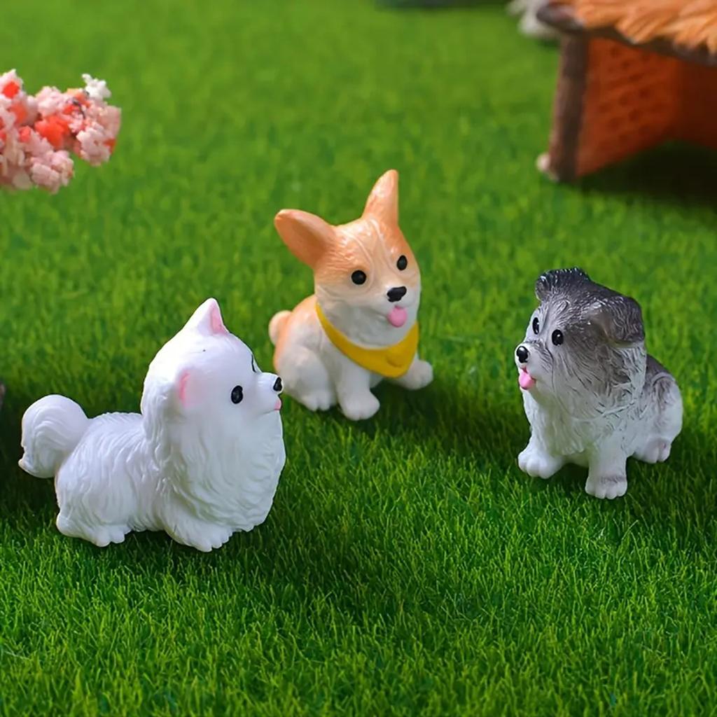 1/4pcs/Micro Landscape Resin Cute Simulation Color Puppy Gardening Ornaments Dog Home Decoration Crafts Samoyed Bichon