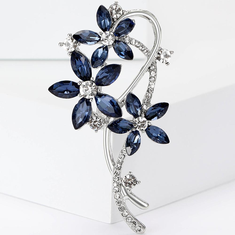 Womens Crystal Flower Brooch Pin Vintage Rhinestone Brooches Wedding Lapel Gifts