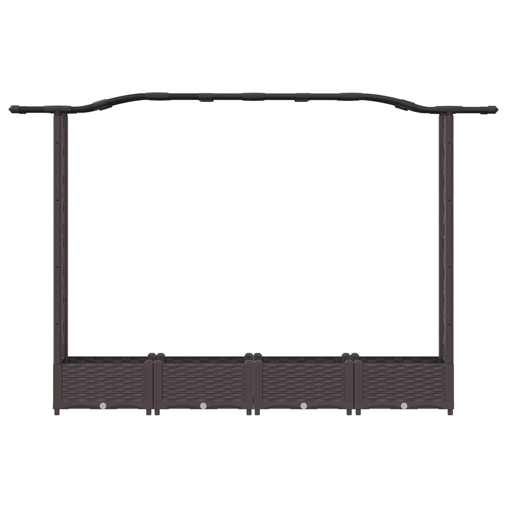 Elevated Planter with Trellis and Hanging Roof Brown 207 x 40 x 126 cm PP