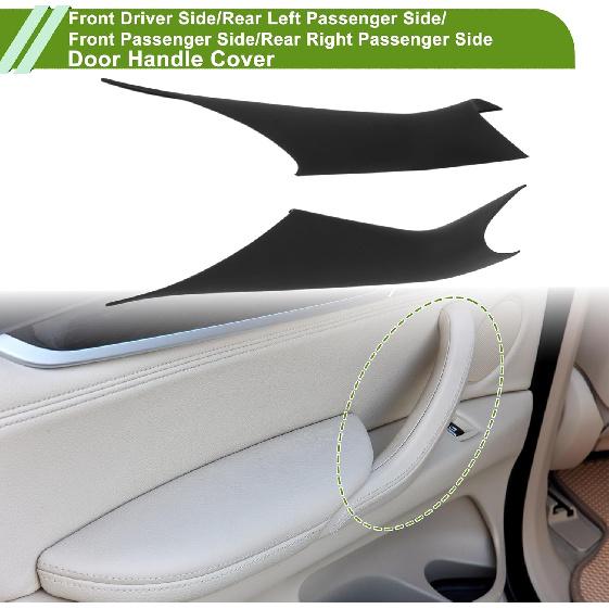 Door Panel Handle Pull Trim Cover for BMW 5 Series G30 G31 520i 530e 530i 540d 540i 550i 2017-2022 Black ABS 1 Pair