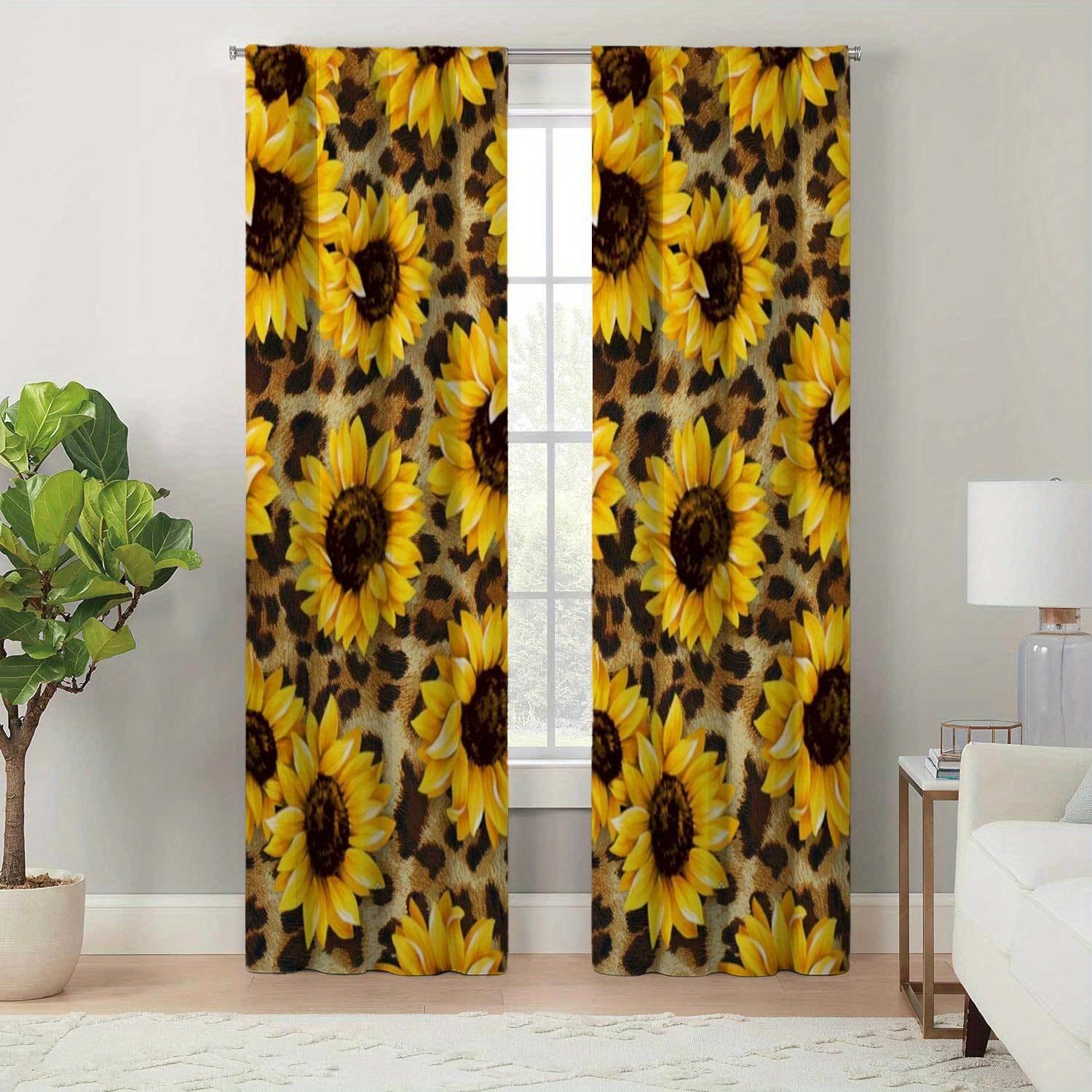 

2 шт. Современный минималистский стиль гостиная спальня декор занавеска винтажный узор подсолнух печатные шторы декор комнаты домашний декор 100W130H(CM)40x51in&Grommet Top