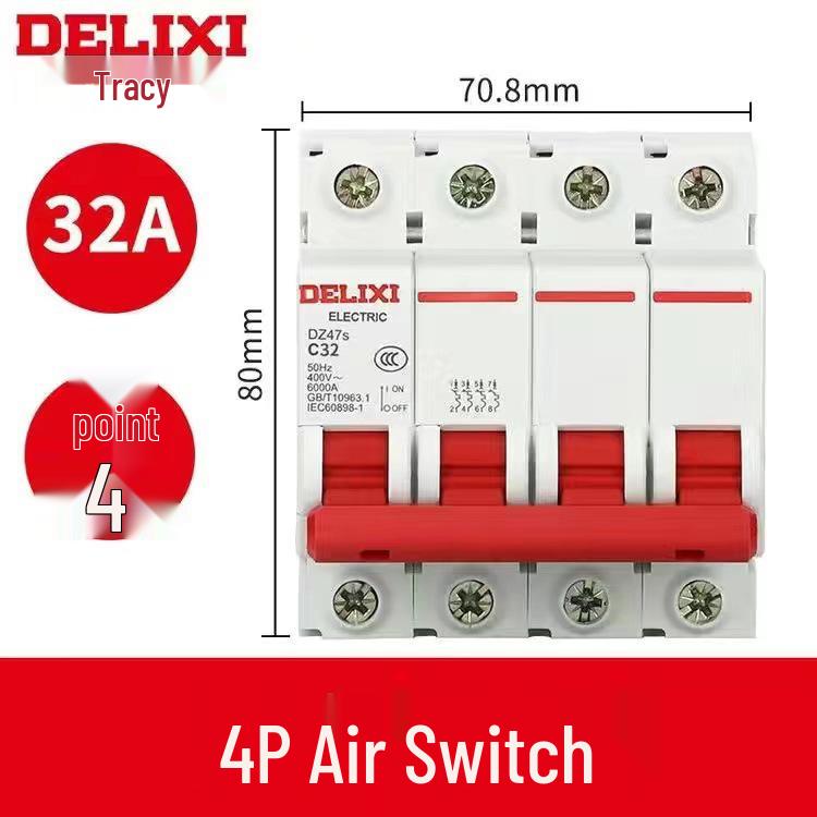Delixi DZ47 Miniature Circuit Breaker: 1P/2P/3P/4P, 220V Single-Phase To 380V Three-Phase Air Switch for Household Use.