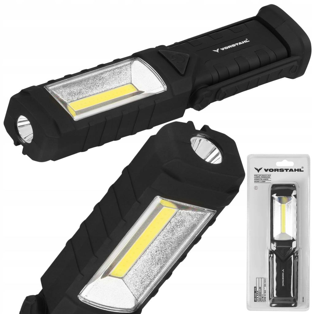 Multifunctional COB LED Flashlight Workshop Work Light 3xAAA Vorstahl
