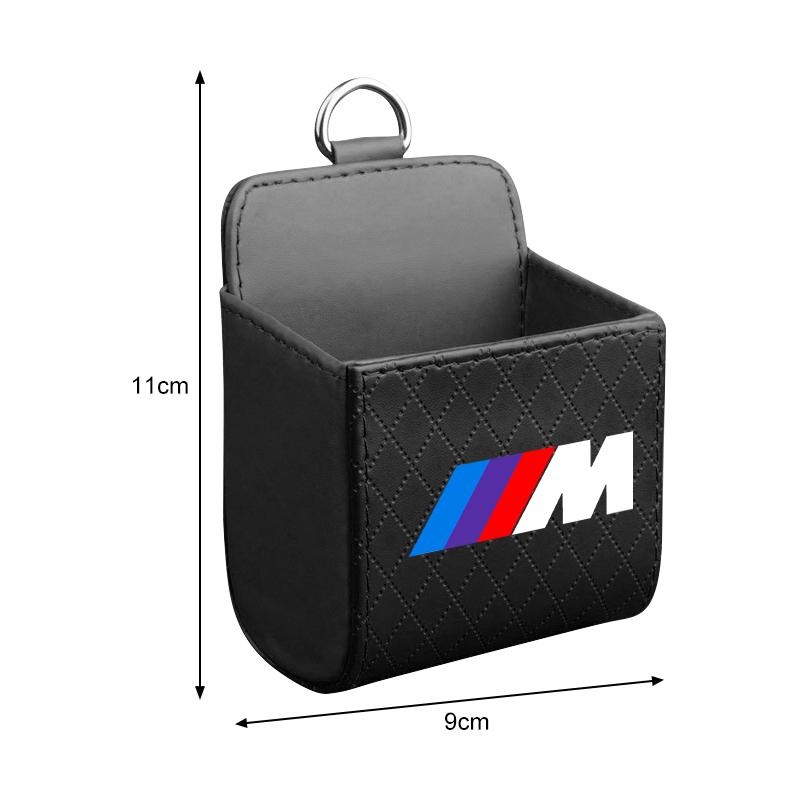 M LOGO Car Storage Bag Car Air Outlet Debris Bag Leather Organizer Box For BMW E46 E39 E90 E60 E36 F30 F10 E34 E30 F20 E92 M3 M4 M5 X3 X4 X5 X6 X7