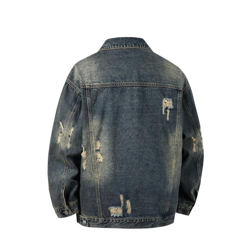 Herbst Herren Jeansjacke Herren Retro Distressed Jacke Männlich Lässig Hip Hop High Street Gewaschene Mäntel Mode Locker Paar Oberbekleidung