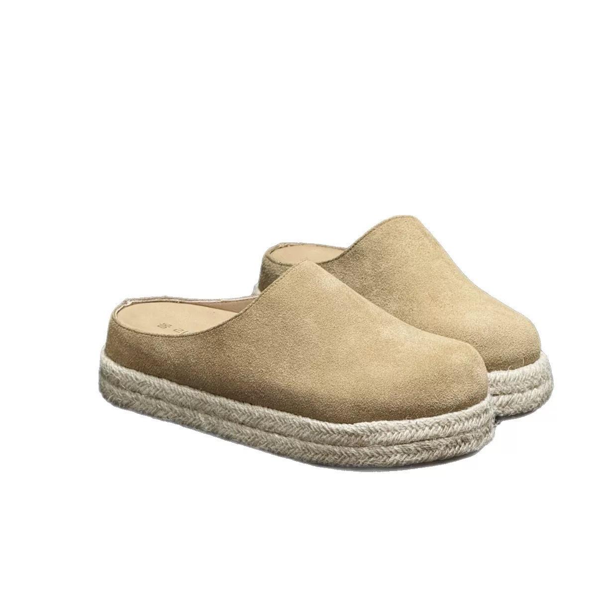 

Ретро соломенные плетеные баотоу тапочки женские летние новые круглый носок толстая подошва на одном ходу универсальные мюли прохладные тапочки тренд 40