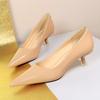 Fashion Patent Leather Mid Heel Women Shoes 2025 Spring New Kitten Heels 4.5 Cm Pointed Shoes Women Pumps Occupational OL Office Heels