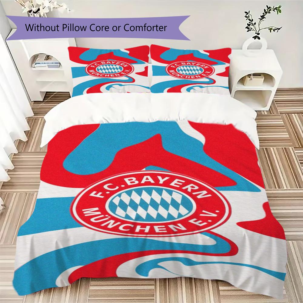 Set Copripiumino Trapuntato con Fantasia FC Bayern Monaco Copripiumino Federa Decorazione per la Casa Regalo di Compleanno (1 * copripiumino + 2 * federe senza imbottitura)48