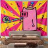 Wide Wall Tapestry Pink Pig Party Hat Party Blower Confetti, Pink Yellow, Wide Decor for Adult Dorm Fun Gift