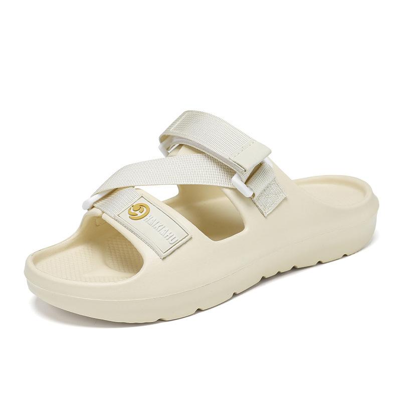 Men's summer outdoor adjustable new trend cool slippers double webbing beach sandals one-word large size slippers