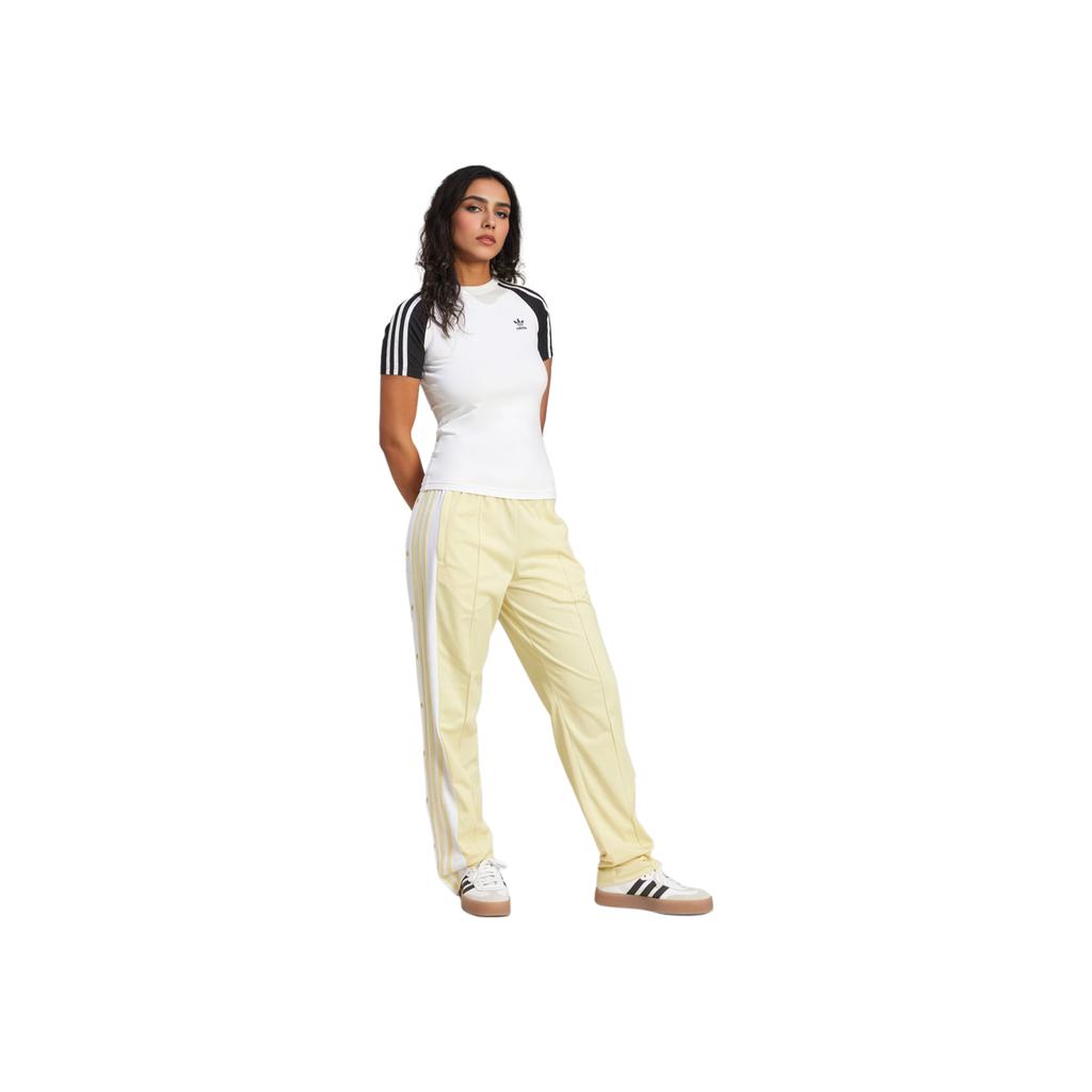 adidas Originals Maglietta a Maniche Corte Slim Fit con Scollo Rotondo a Righe Donna Top Bianco JD0834