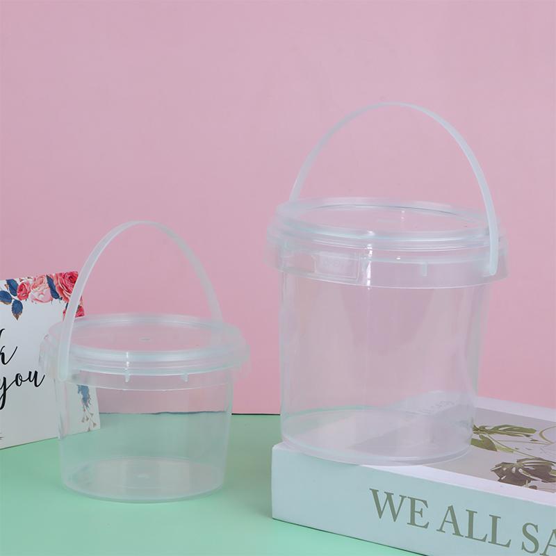 500/1000Ml Transparent Plastic Bucket With Lid And Handle Food Storage Container