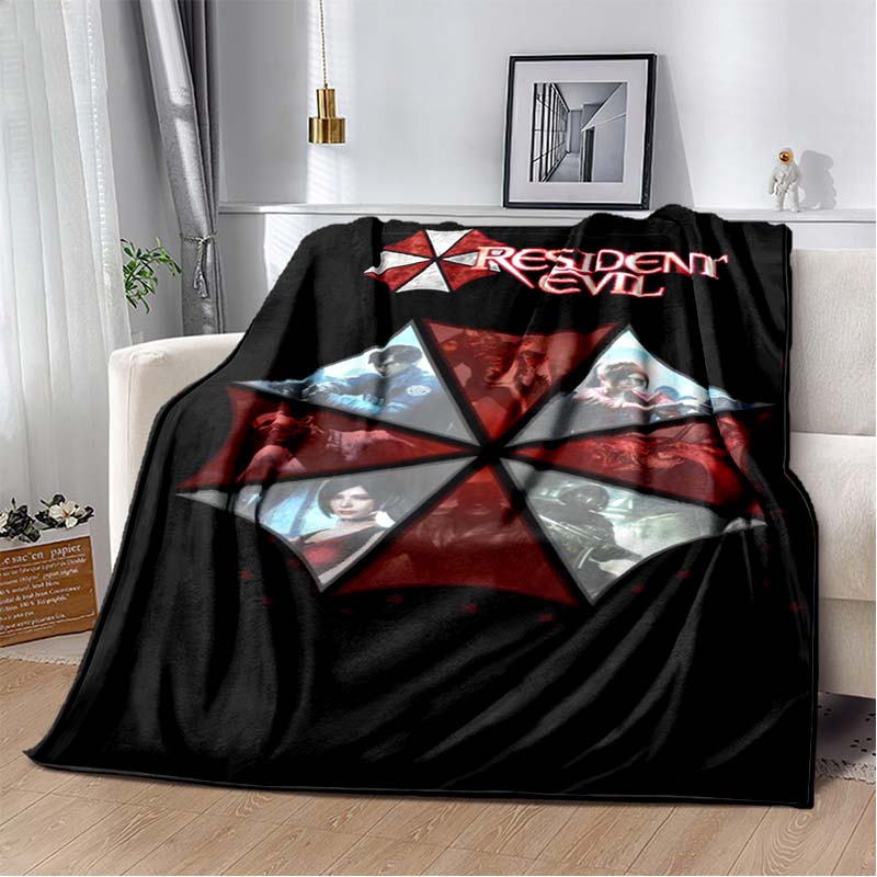 R-Resident Evil Game Gamer Soft Plush Blanket Leon Ada Red Umbrella Blanket for Living Room Bedroom Bed Sofa Picnic Office Cover