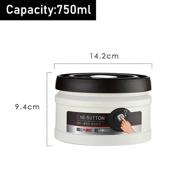 

750/1100/1600ml Coffee Bean Vacuum Sealed Tank Stainless Steel Coffee Beans Airtight Container Tea Nut Keep Fresh Storage Box